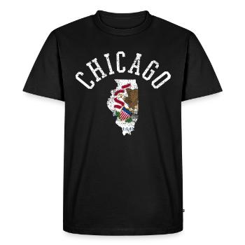 Chicago USA Flag Patriotic Design - Men's Premium Organic T-Shirt - black - Front - Nico (187cm)