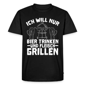 Découvrez l’art du barbecue avec le - T-shirt Premium bio Homme - noir - Devant - Nico (187cm)
