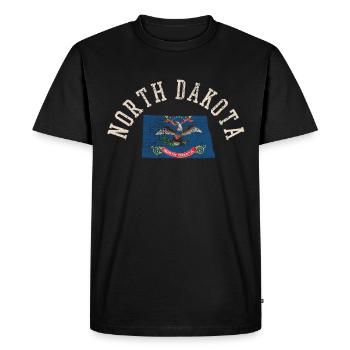 Fierté Dakota du Nord États-Unis Drapeau patriotique Design - T-shirt Premium bio Homme - noir - Devant - Nico (187cm)