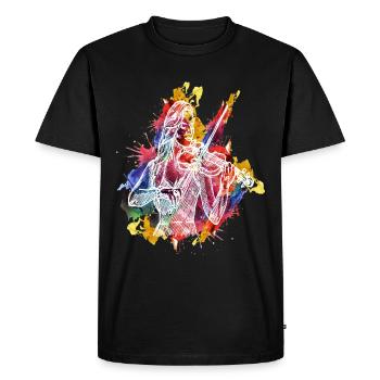 Watercolor Violin Quote Design for - Men's Premium Organic T-Shirt - black - Front - Nico (187cm)
