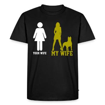 D’une femme pitbull élégante et artistique - T-shirt Premium bio Homme - noir - Devant - Nico (187cm)