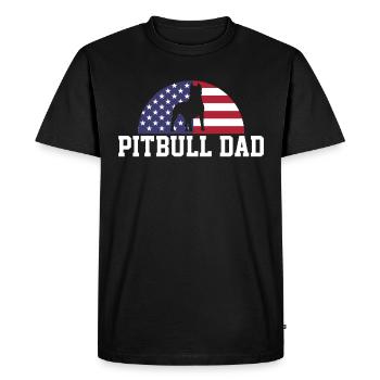 Un père pitbull serrant le drapeau américain Merica Pride - T-shirt Premium bio Homme - noir - Devant - Nico (187cm)
