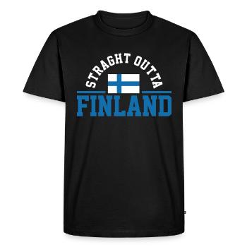 Design scandinave vibrant avec finnois - T-shirt Premium bio Homme - noir - Devant - Nico (187cm)