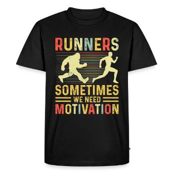 Mountain runner jogging in the mountains - Men's Premium Organic T-Shirt - black - Front - Nico (187cm)