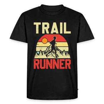 Mountain runner jogging in the mountains - Men's Premium Organic T-Shirt - black - Front - Nico (187cm)
