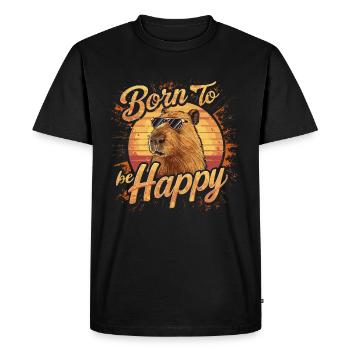 Capybara - Né pour être heureux - T-shirt Premium bio Homme - noir - Devant - Nico (187cm)