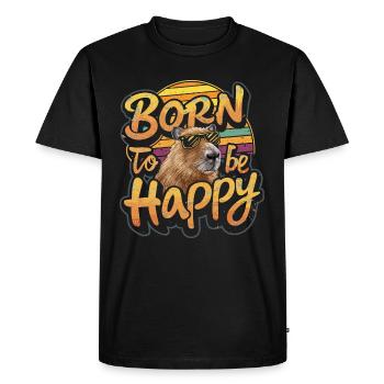 Capybara - Né pour être heureux - T-shirt Premium bio Homme - noir - Devant - Nico (187cm)