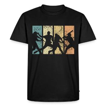 Baseball Rétro Evolution Cool Baseball Drôle - T-shirt Premium bio Homme - noir - Devant - Nico (187cm)