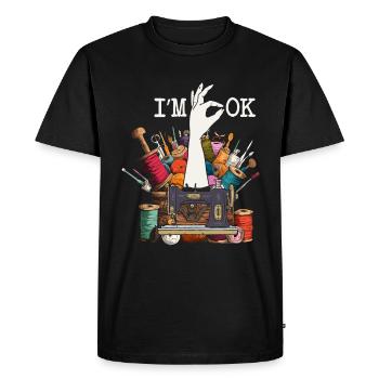 Sewing, sewing, sewing, quilting - Men's Premium Organic T-Shirt - black - Front - Nico (187cm)