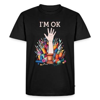 Sewing, sewing, sewing, quilting - Men's Premium Organic T-Shirt - black - Front - Nico (187cm)