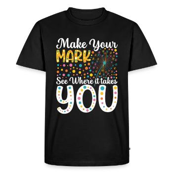 Journée internationale des points colorés - T-shirt Premium bio Homme - noir - Devant - Nico (187cm)