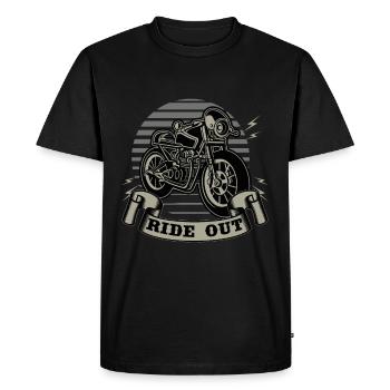 Sortez. Motocycliste. Motocyclette. - T-shirt Premium bio Homme - noir - Devant - Nico (187cm)