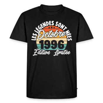 Cadeau Les légendes sont nées en Octobre 1996 - T-shirt Premium bio Homme - noir - Devant - Nico (187cm)