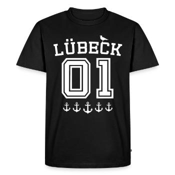 Lübeck Dictons Ville hanséatique de Luebeck - T-shirt Premium bio Homme - noir - Devant - Nico (187cm)