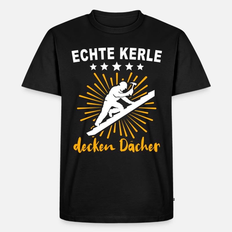 Dachdecker Handwerker Dachdecken - Männer Premium Bio T-Shirt - Schwarz
