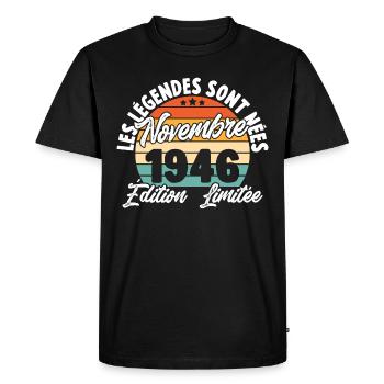 Cadeau Les légendes sont nées en Novembre 1946 - T-shirt Premium bio Homme - noir - Devant - Nico (187cm)