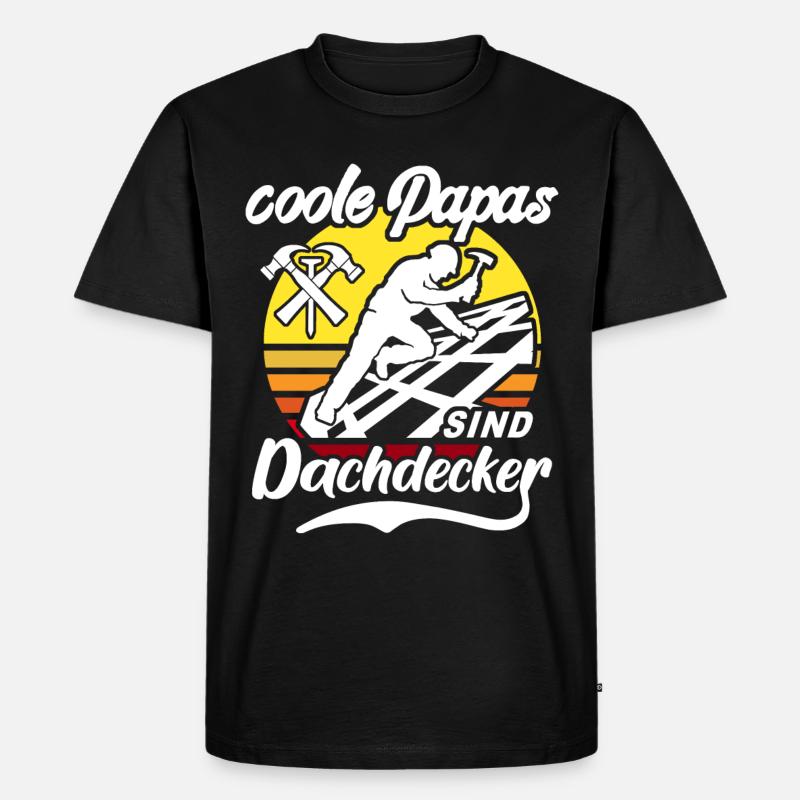Dachdecker Papa Dachdecken Papas - Männer Premium Bio T-Shirt - Schwarz