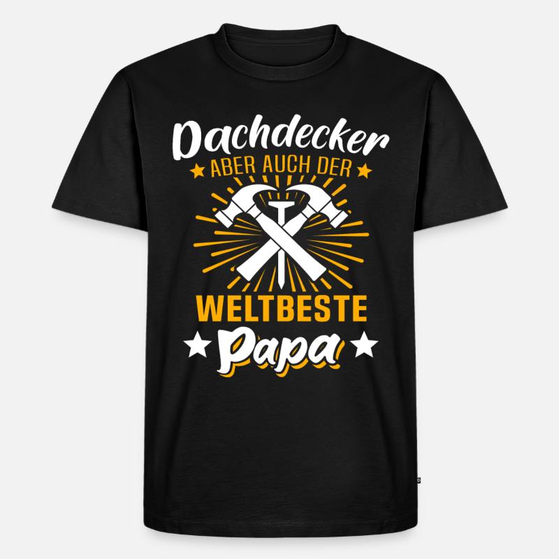 Dachdecker Papa Dachdecken Papas - Männer Premium Bio T-Shirt - Schwarz