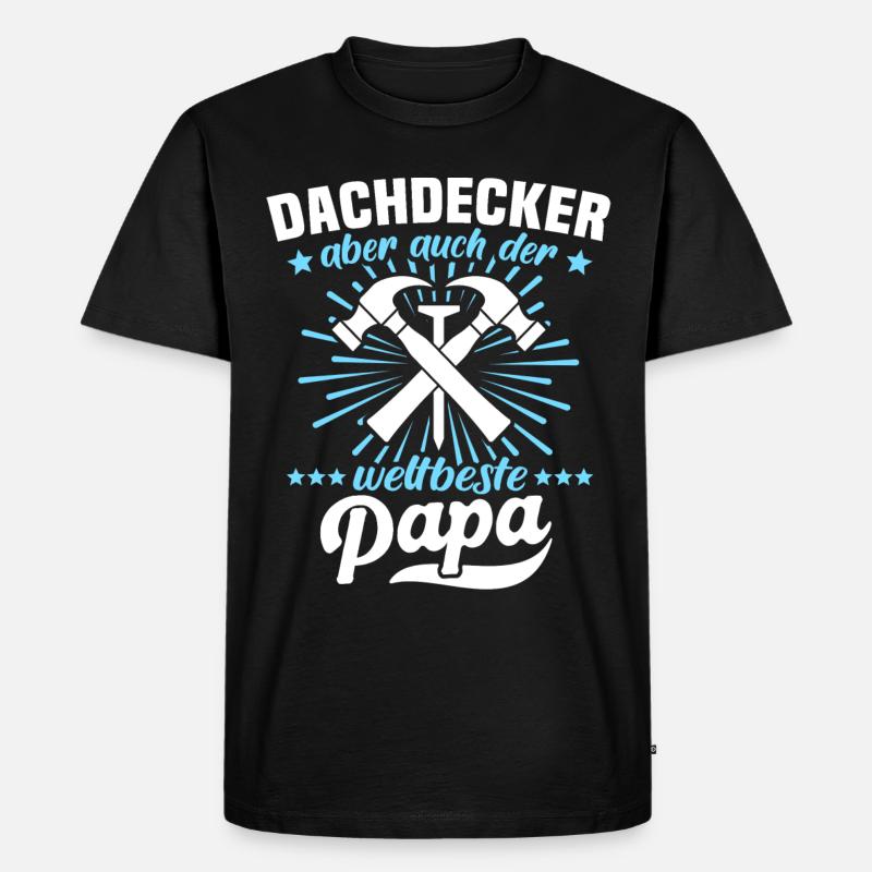 Dachdecker Papa Dachdecken Papas - Männer Premium Bio T-Shirt - Schwarz