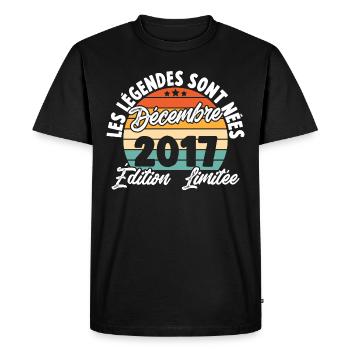 Cadeau Les légendes sont nées en Décembre 2017 - T-shirt Premium bio Homme - noir - Devant - Nico (187cm)