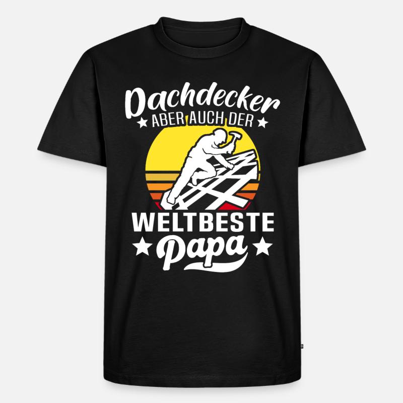Papa Dachdecker Vater Dachdecken - Männer Premium Bio T-Shirt - Schwarz