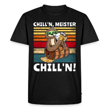 Buveur de bière Paresseux Soudure de bière Digger chill - T-shirt Premium bio Homme - noir - Devant - Nico (187cm)
