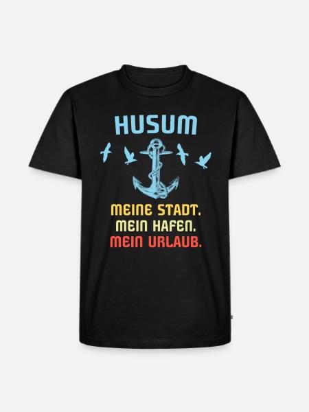 Husum Souvenir Husumer Hafen - Männer Premium Bio T-Shirt - Schwarz