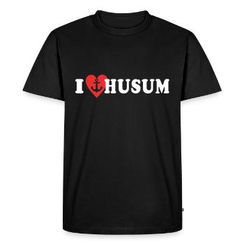 I Love Husum Liebe Husumer - Men's Premium Organic T-Shirt - black - Front - Nico (187cm)