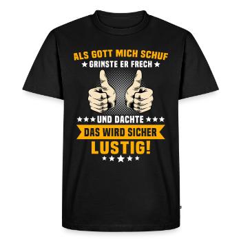 Ironische Sprüche Humor Gott Grinste - Männer Premium Bio T-Shirt - Schwarz - Vorne - Nico (187cm)