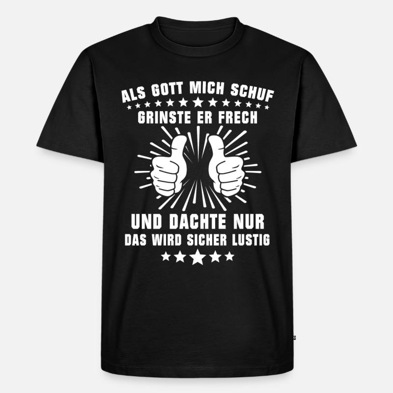 Gott Grinste Spruch - Männer Premium Bio T-Shirt - Schwarz