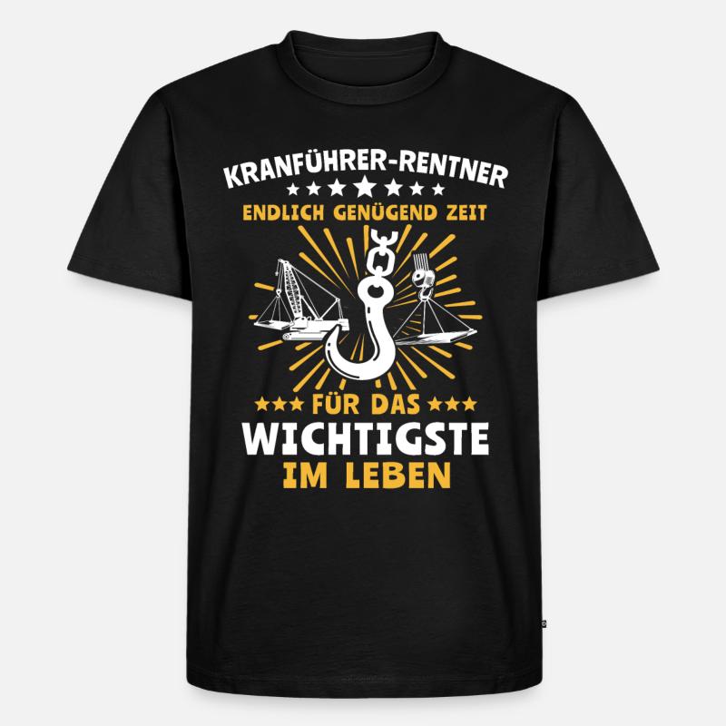 Kranführer Kran Kranfahrer - Männer Premium Bio T-Shirt - Schwarz