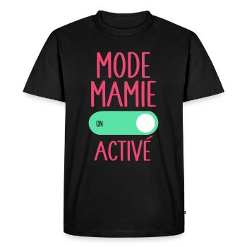 Mode Mamie Activé Idée Cadeau Annonce Grossesse - T-shirt Premium bio Homme - noir - Devant - Nico (187cm)