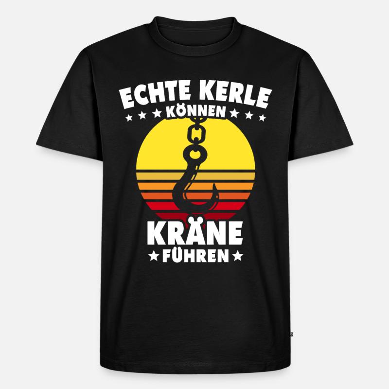 Kranführer Kranfahrer Kran - Männer Premium Bio T-Shirt - Schwarz