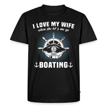 Captain Sailing Motorboat Captain - Men's Premium Organic T-Shirt - black - Front - Nico (187cm)