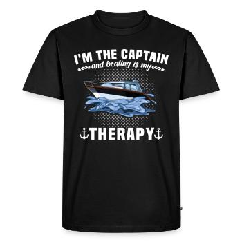 Captain Sailing Motorboat Captain - Men's Premium Organic T-Shirt - black - Front - Nico (187cm)