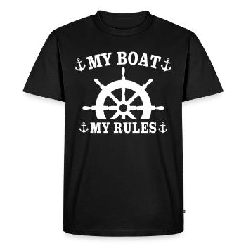 Captain My Boat My Rules Kapitän - Men's Premium Organic T-Shirt - black - Front - Nico (187cm)