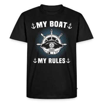 Captain My Boat My Rules Kapitän - Men's Premium Organic T-Shirt - black - Front - Nico (187cm)