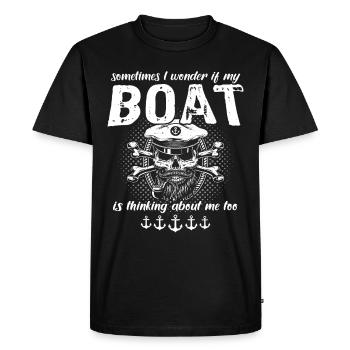 Captain Boat Sayings Boat Owner - Men's Premium Organic T-Shirt - black - Front - Nico (187cm)