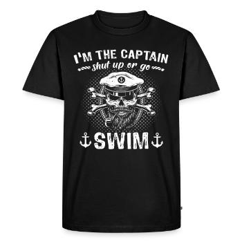 Captain Boat Sayings Boat Owner - Men's Premium Organic T-Shirt - black - Front - Nico (187cm)