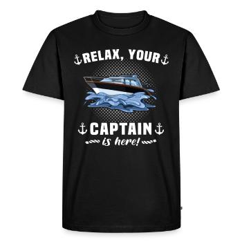 Captain boat license boating - Men's Premium Organic T-Shirt - black - Front - Nico (187cm)