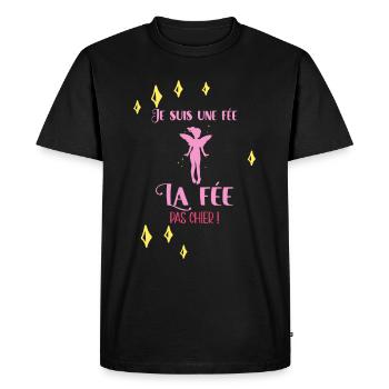 Je Suis Une Fée La Fée Pas Chier Idée Cadeau Drôle - T-shirt Premium bio Homme - noir - Devant - Nico (187cm)