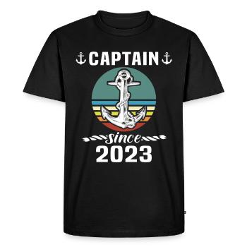 Capitaine 2023 bateau titulaire d’un permis bateau - T-shirt Premium bio Homme - noir - Devant - Nico (187cm)