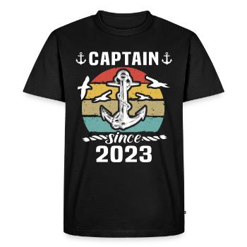 Capitaine 2023 bateau titulaire d’un permis bateau - T-shirt Premium bio Homme - noir - Devant - Nico (187cm)