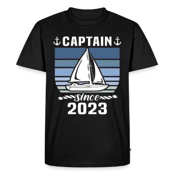 Capitaine 2023 bateau titulaire d’un permis bateau - T-shirt Premium bio Homme - noir - Devant - Nico (187cm)
