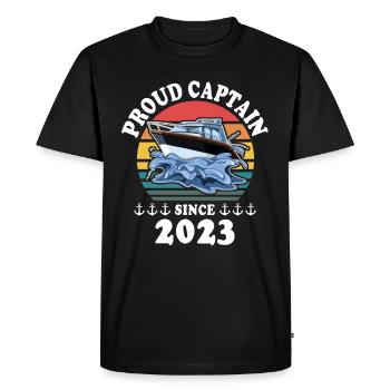 Capitaine 2023 bateau titulaire d’un permis bateau - T-shirt Premium bio Homme - noir - Devant - Nico (187cm)