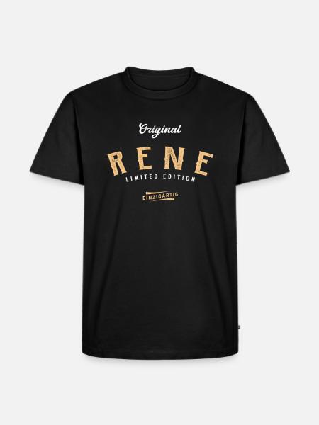 Rene Limited Edition - Männer Premium Bio T-Shirt - Schwarz