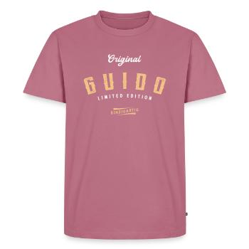 Guido Limited Edition - Männer Premium Bio T-Shirt - Mauve - Vorne - Nico (187cm)