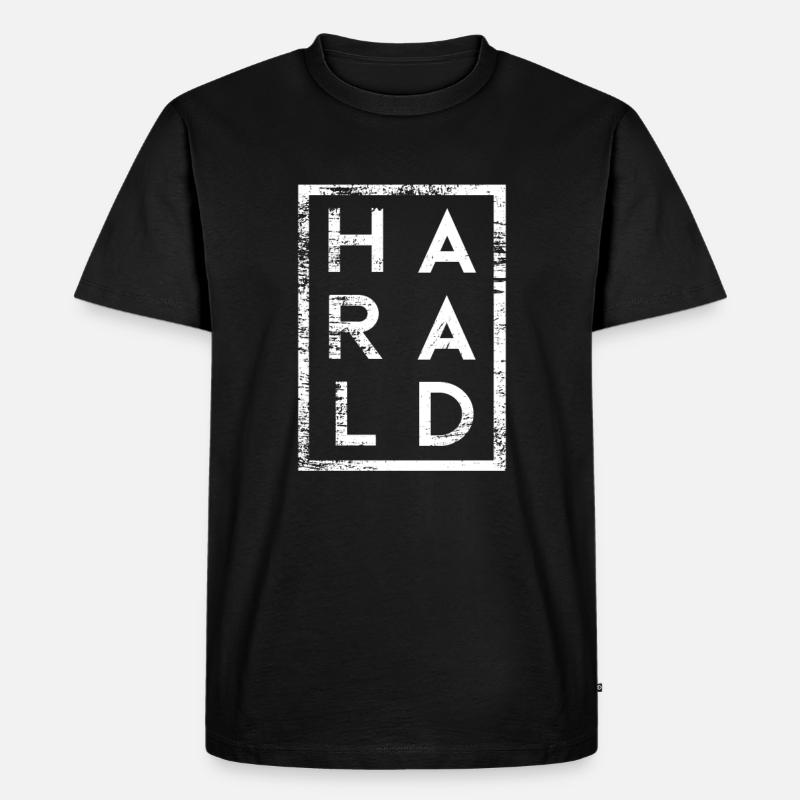 Harald Minimalismus - Männer Premium Bio T-Shirt - Schwarz
