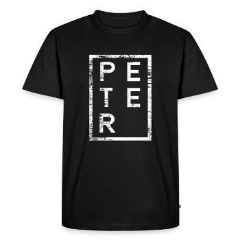 Peter Minimalism - Men's Premium Organic T-Shirt - black - Front - Nico (187cm)