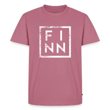 Finn Minimalisme - Mannen Premium Bio T-shirt - mauve - Voor - Nico (187cm)